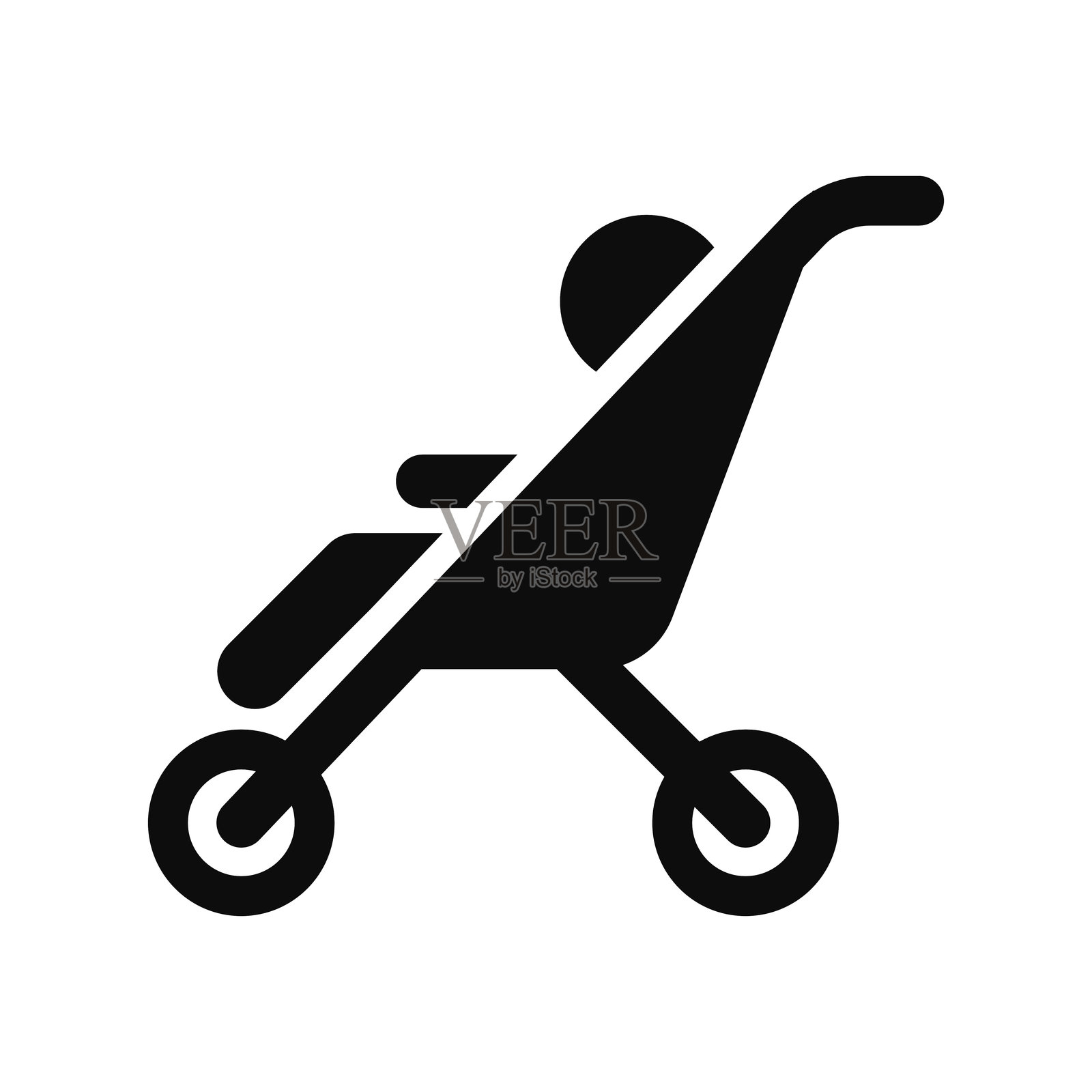 婴儿车与小孩矢量符号插画图片素材