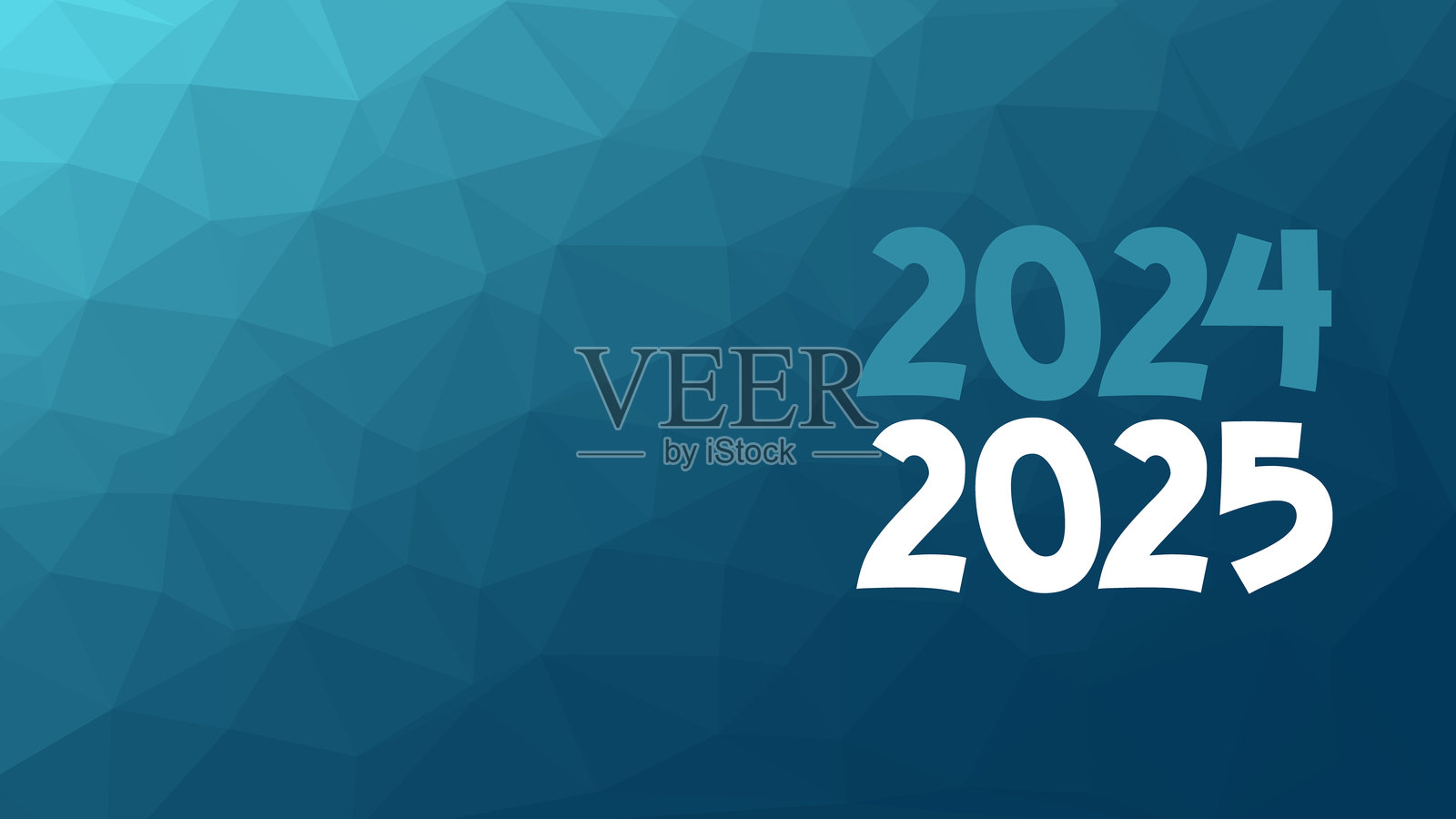 2024年2025年新年标志。低多边形背景。蓝色渐变三角形图案。矢量插图庆祝，节日，事件，祝贺，装饰，业务，网页设计，信息图表插画图片素材