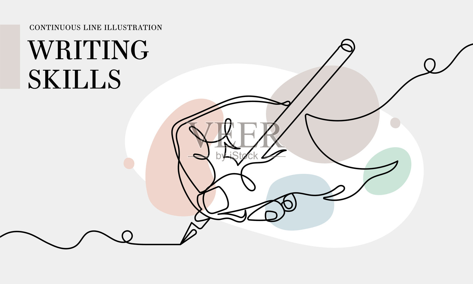 书写技巧:用彩色图形绘制连续线条插画图片素材