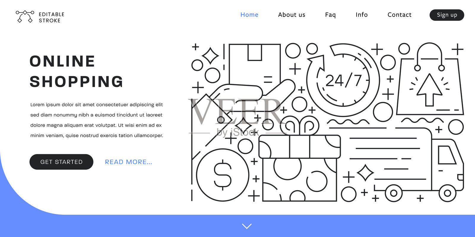 网上购物线艺术设计网页横幅模板插画图片素材