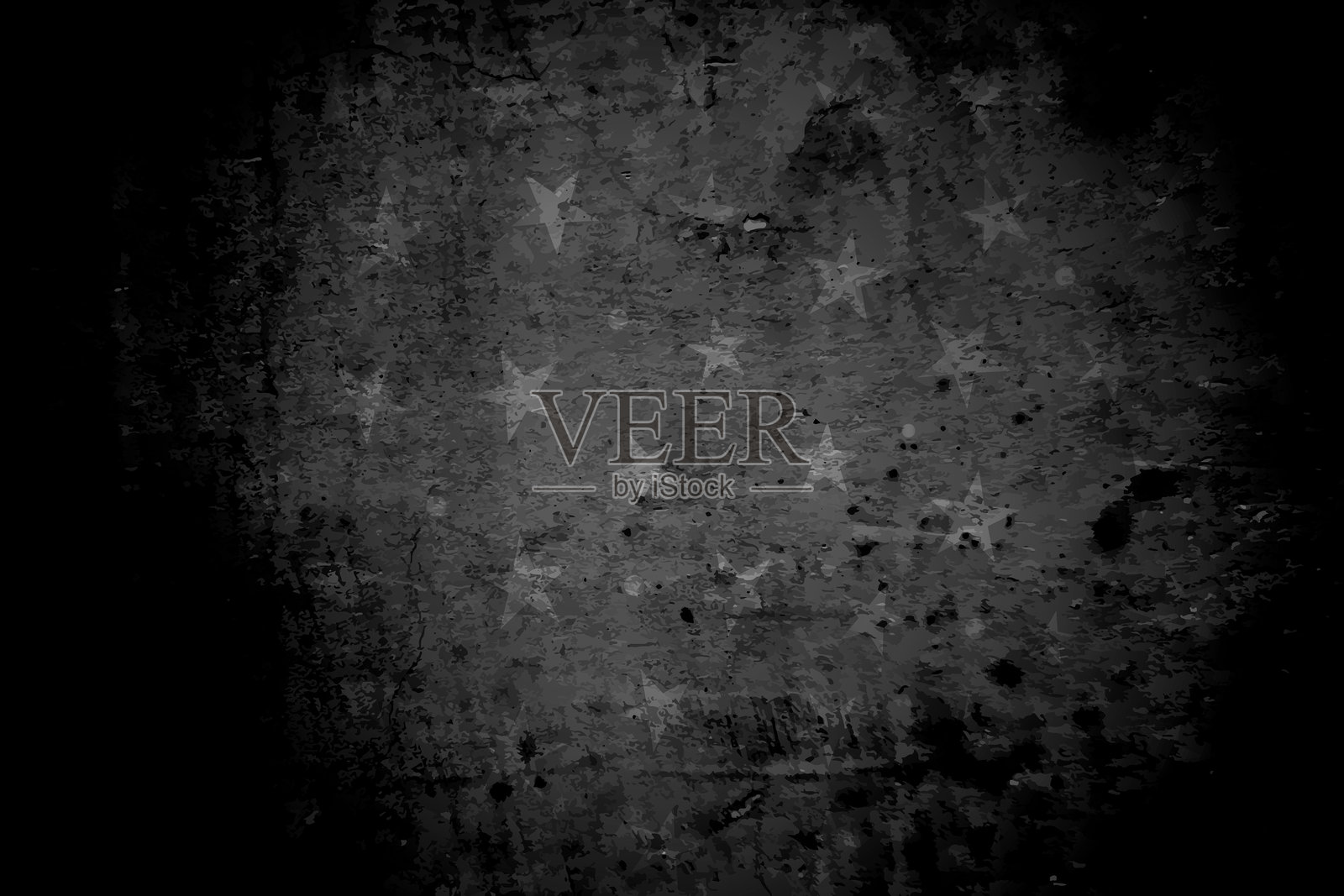 纹理效果空的空白深黑色的颜色梯度划伤抽象风化旧的复古复古剥落白色粉刷过的水泥墙与裂缝火山口所有水平星空褪色矢量背景与暗淡的星星插画图片素材