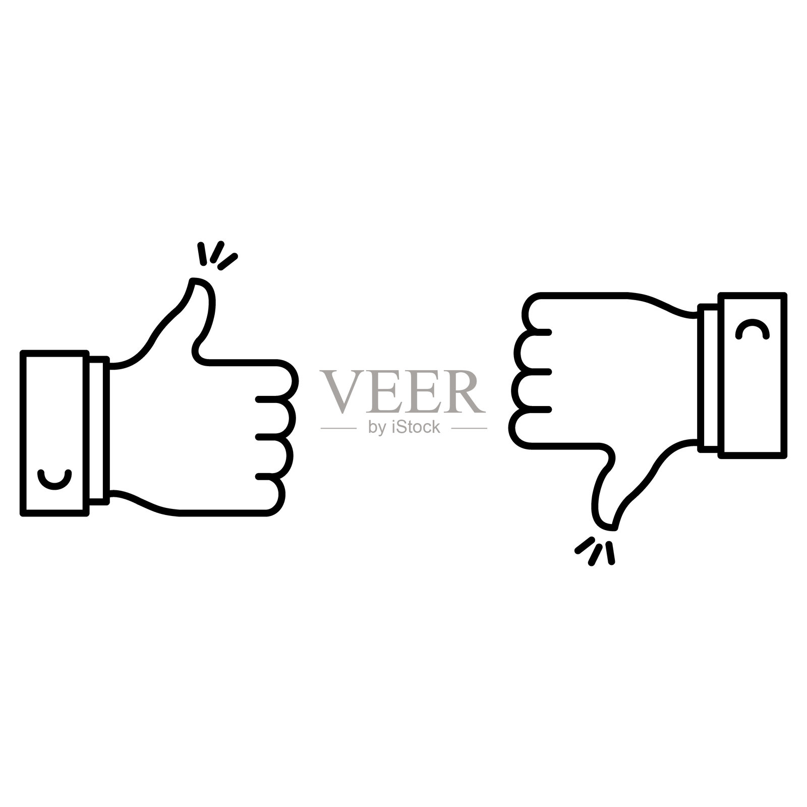 拇指向上向下投票矢量图标设计与可编辑的笔画不赞成，积极，消极，喜欢，不喜欢，同意，不同意。插画图片素材