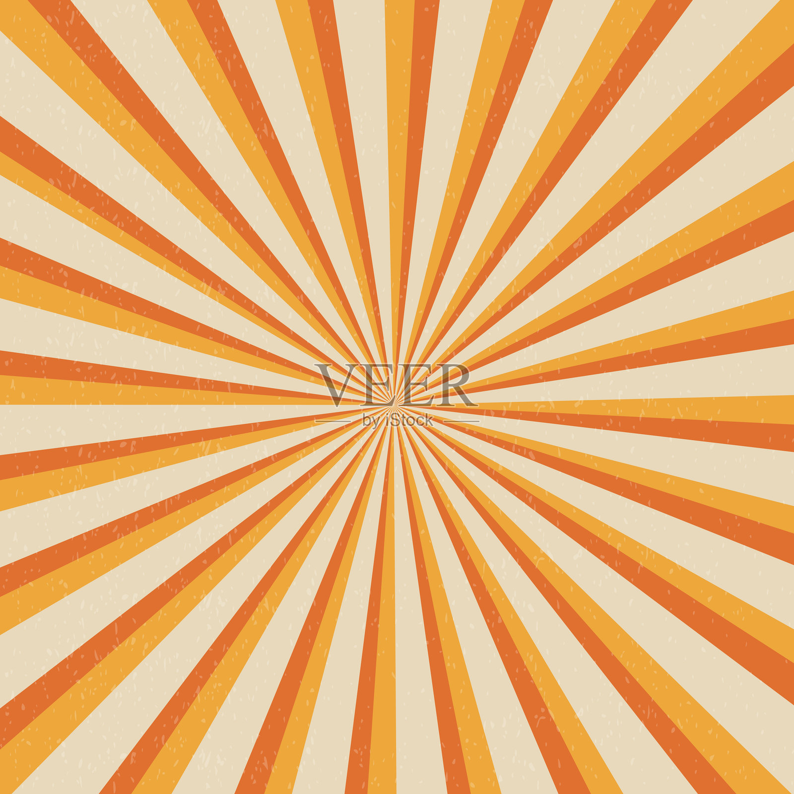 复古的太阳爆裂图案与橙色和奶油径向线条插画图片素材