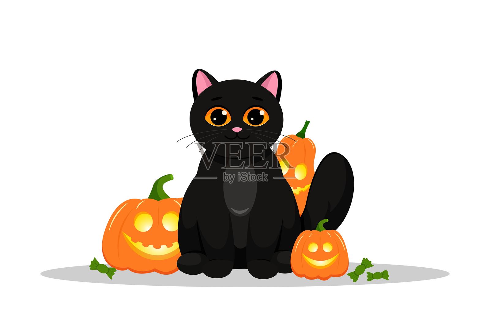 万圣节猫背景插画图片素材