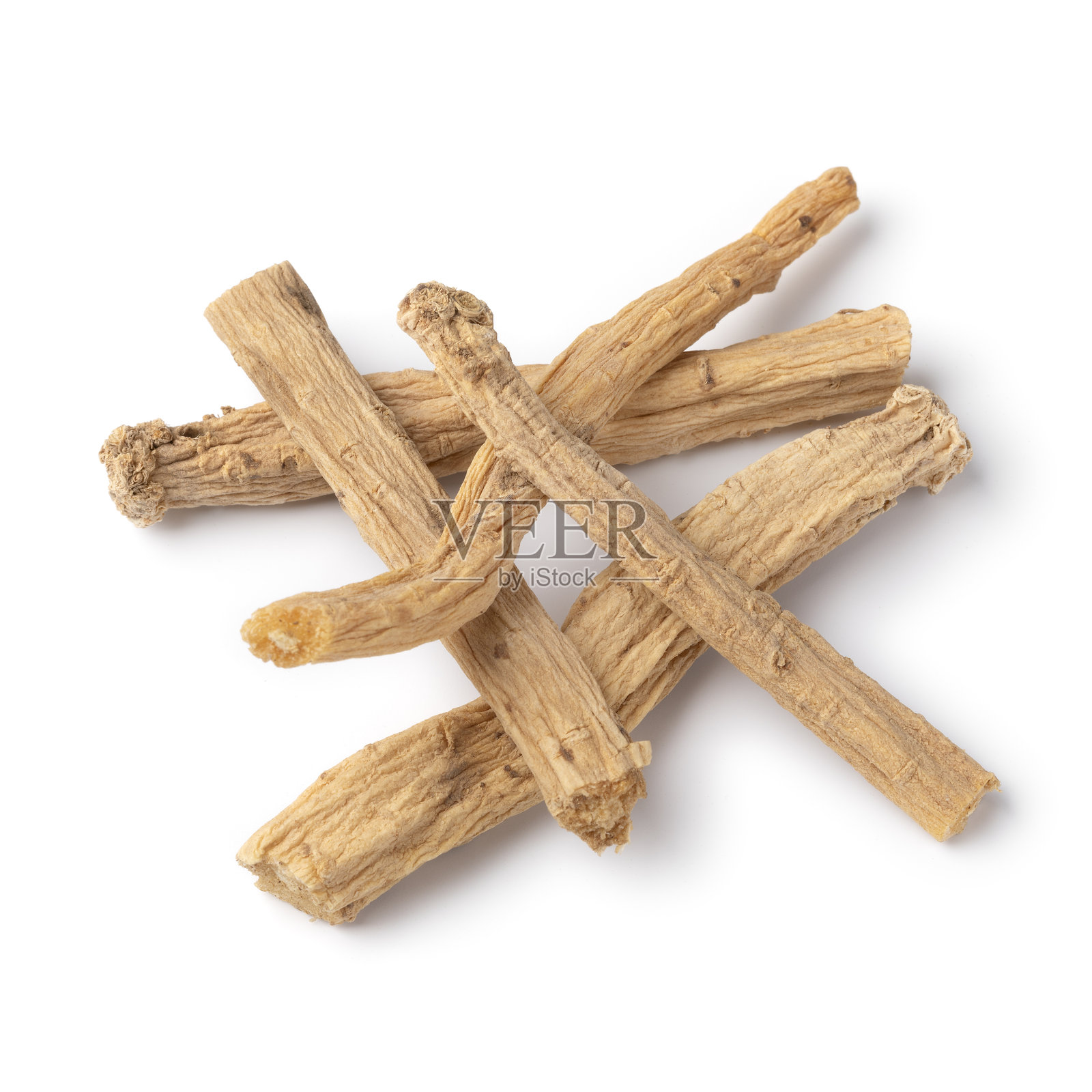 堆党参，党参，根接近白色背景照片摄影图片