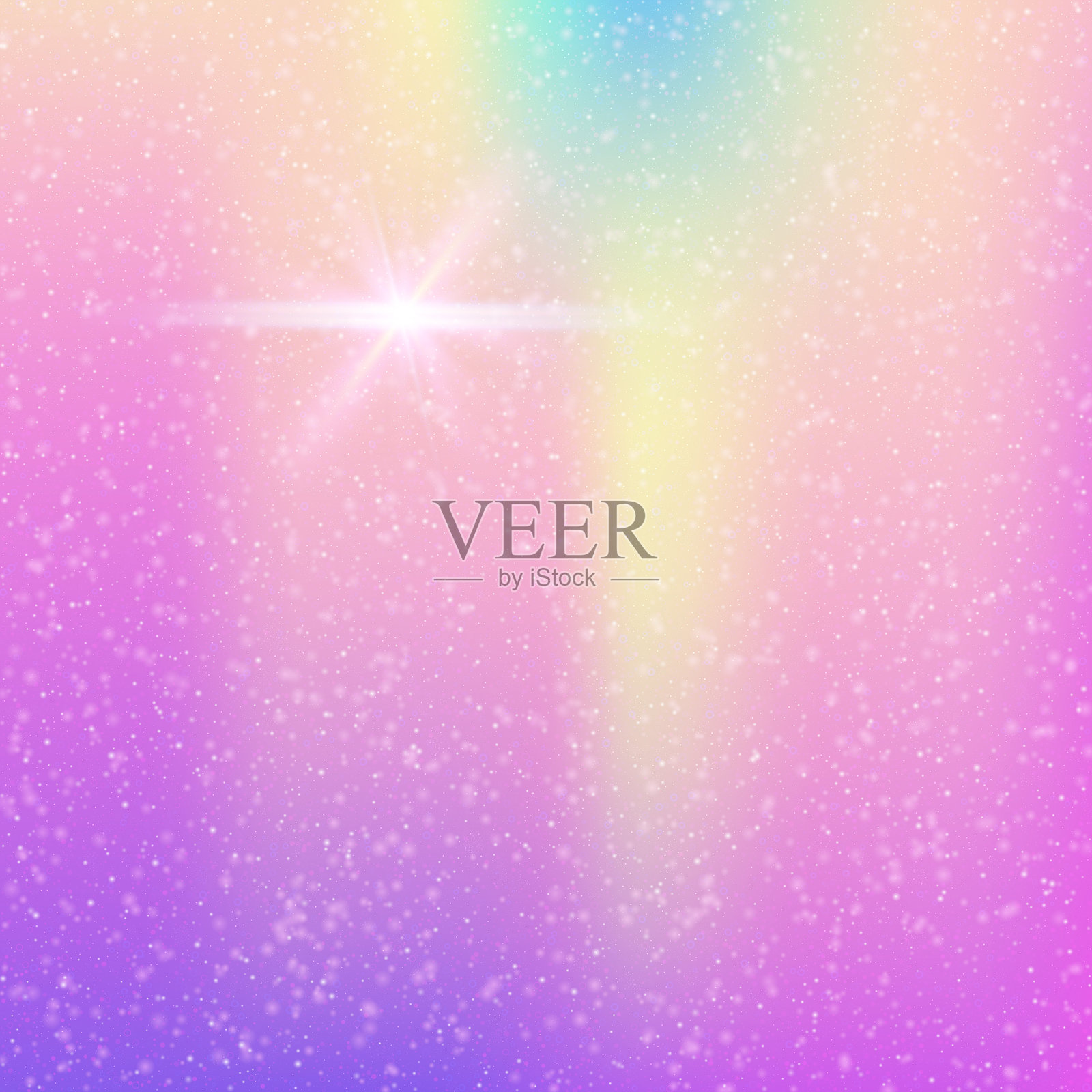 彩虹全息图。粉色公主渐变。女孩的背景。童话般的闪光效果。紫色彩色图案。丁香少女请柬。独角兽闪闪发光。可爱的彩虹全息图。插画图片素材