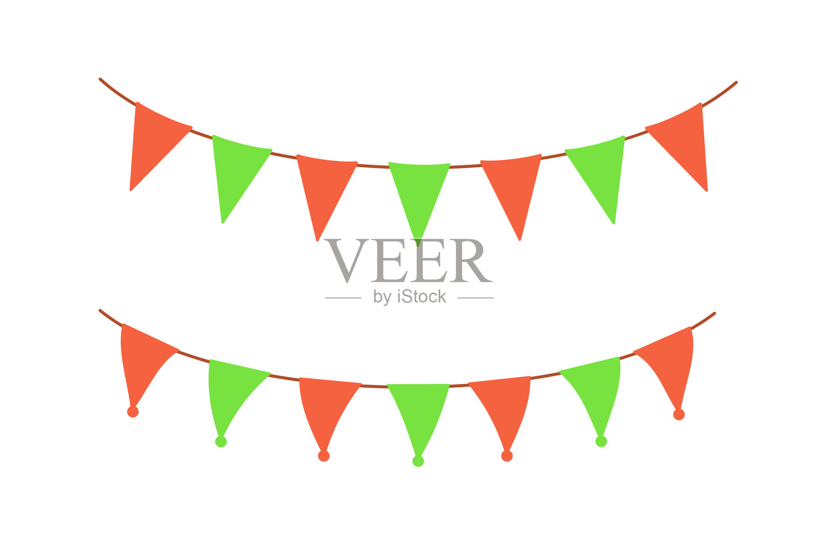 彩色马戏团三角旗。为孩子们悬挂夏日派对花环。彩虹色的三角旗。插画图片素材