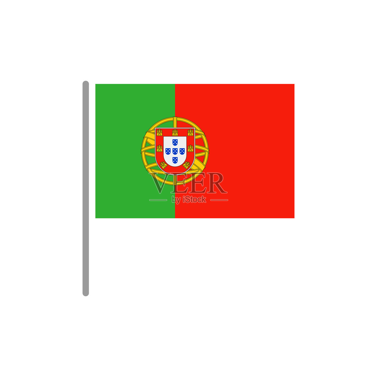 葡萄牙-旗帜别针扁平图标。插画图片素材