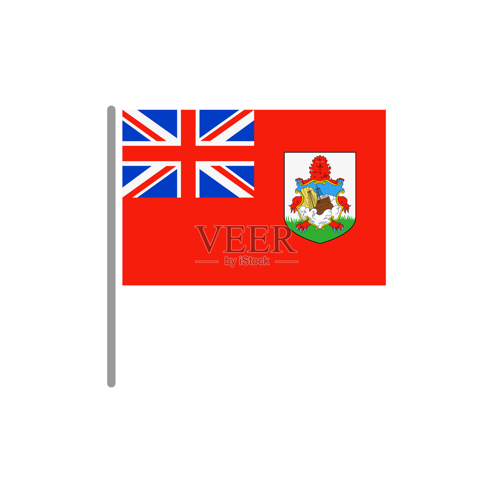 百慕大-旗帜别针扁平图标。插画图片素材