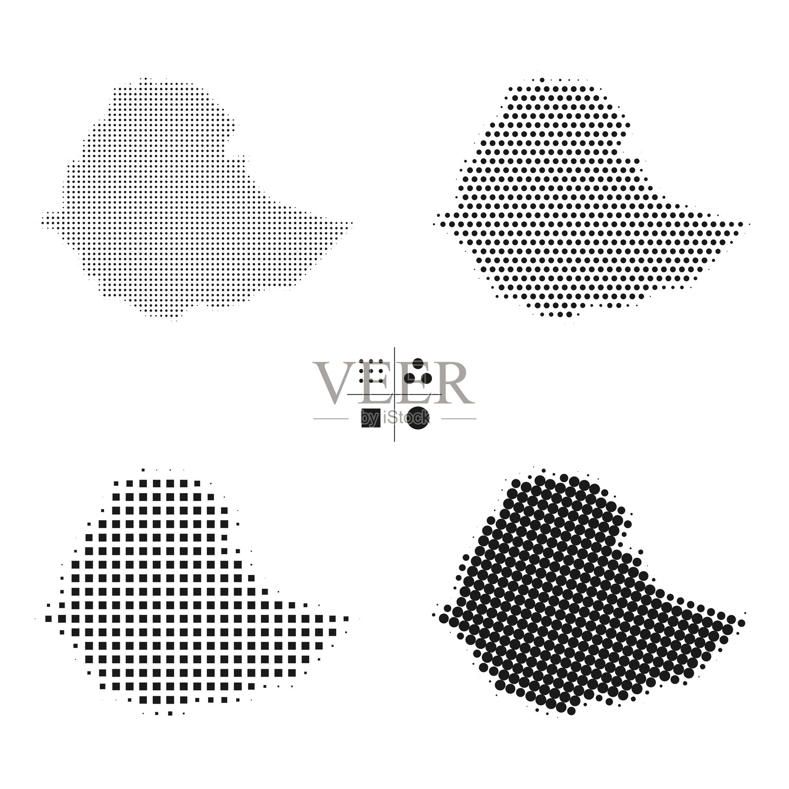 埃塞俄比亚地图的网点- 4种不同的半色调风格插画图片素材