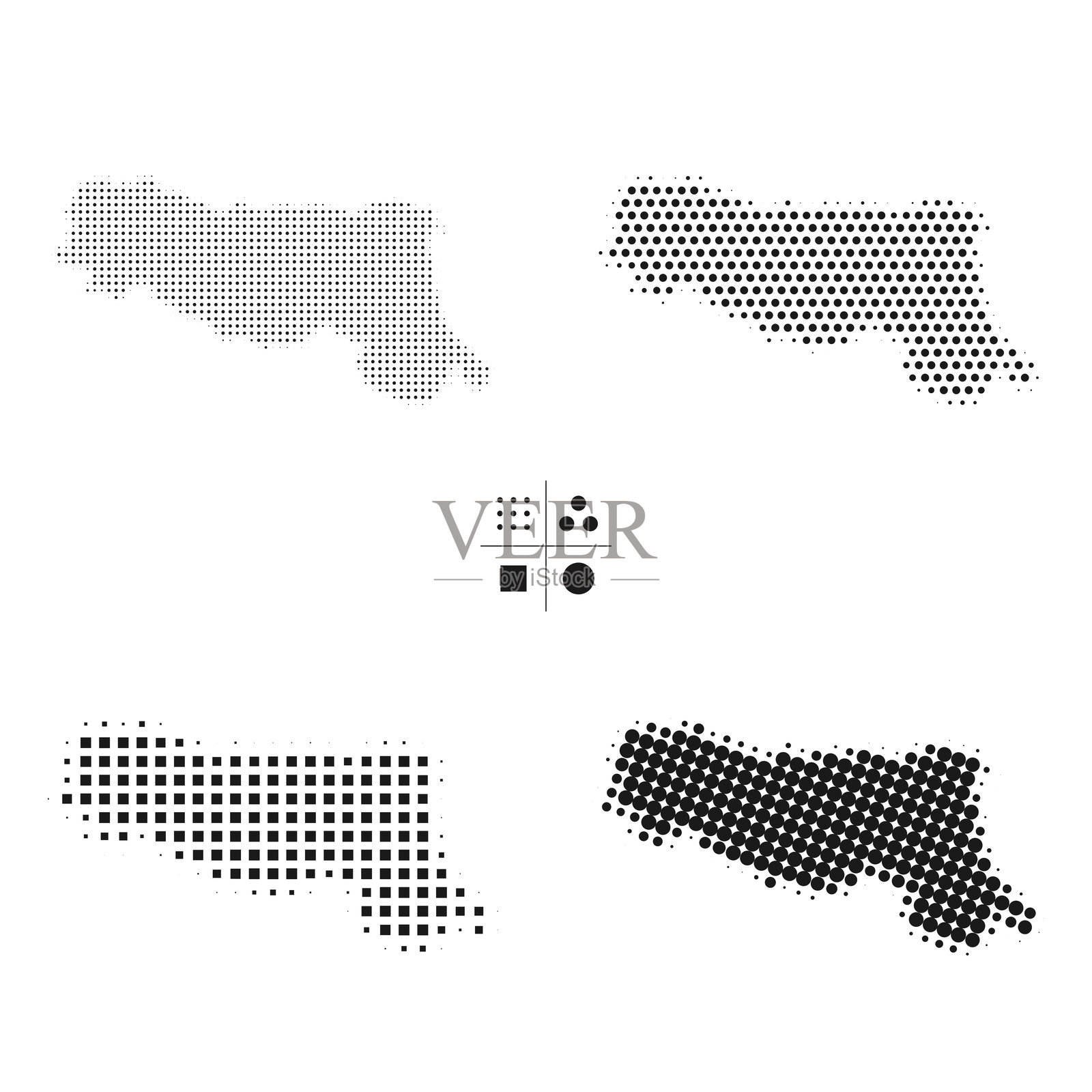 艾米利亚-罗马涅地图的点- 4种不同的半色调风格插画图片素材