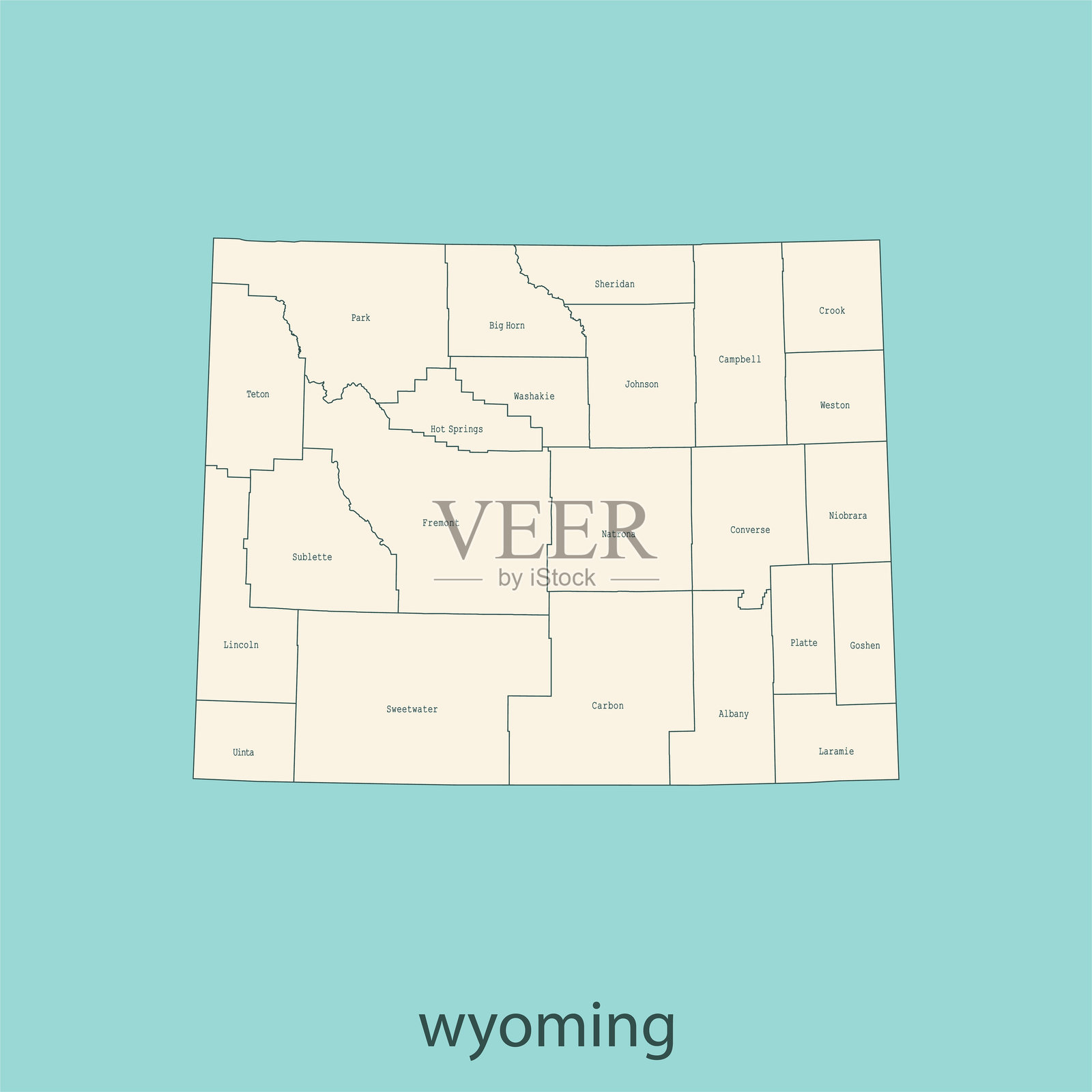 怀俄明州的地图插画图片素材