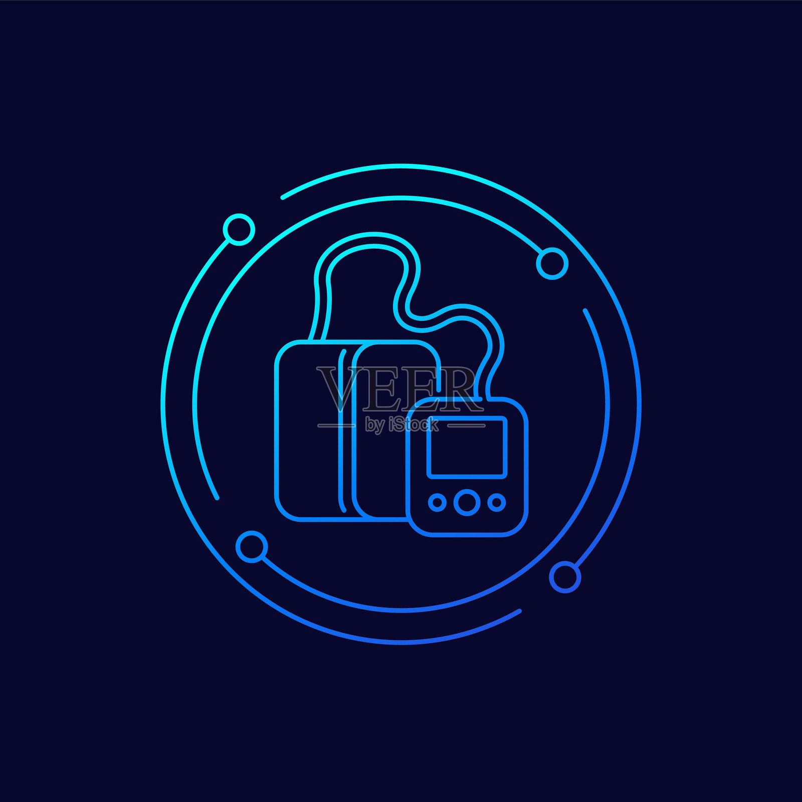 血压监测仪或血压计图标，线性设计插画图片素材