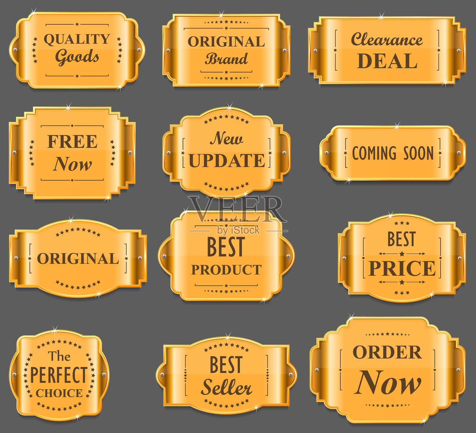 复古金框标签插画图片素材