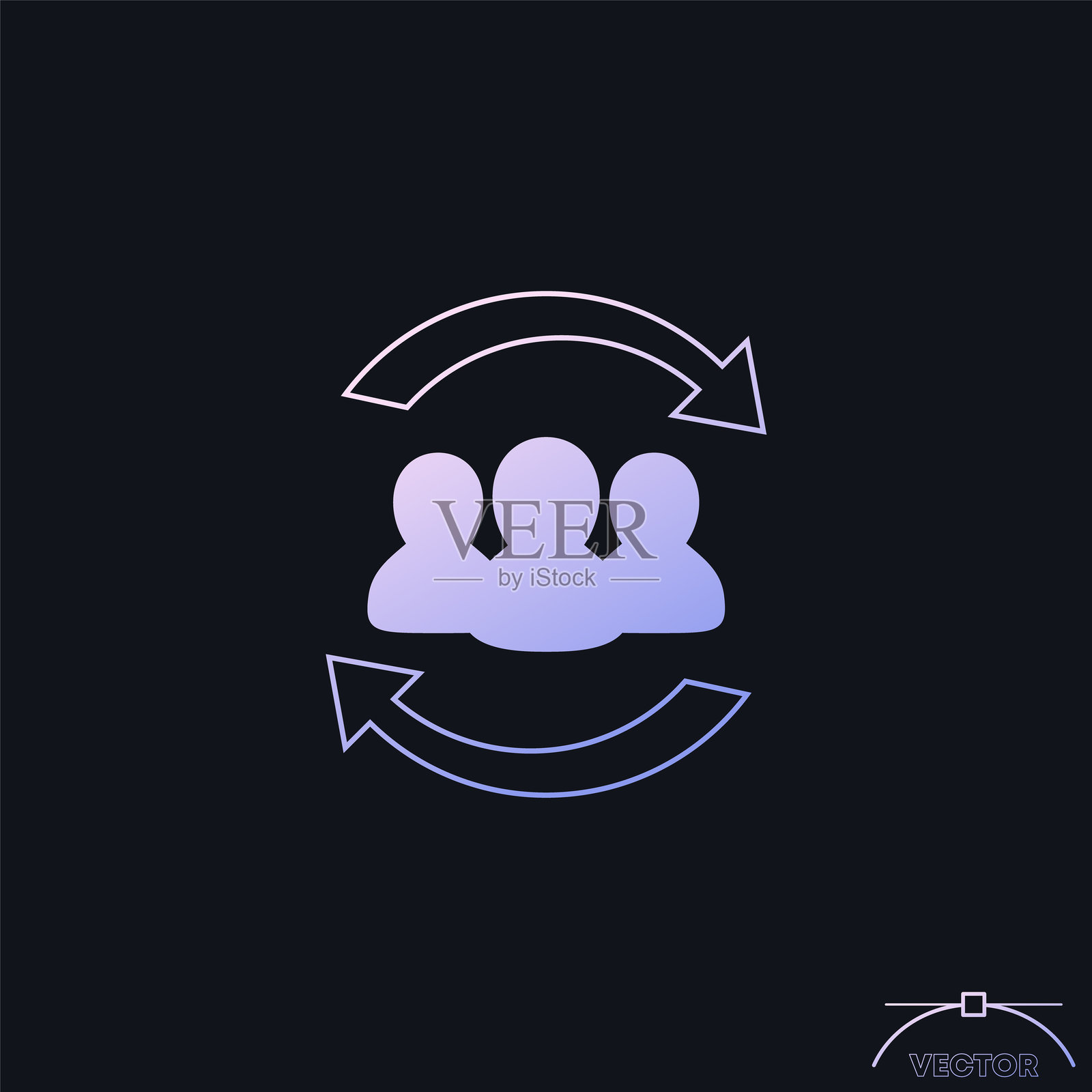 员工轮换，员工图标与梯度插画图片素材