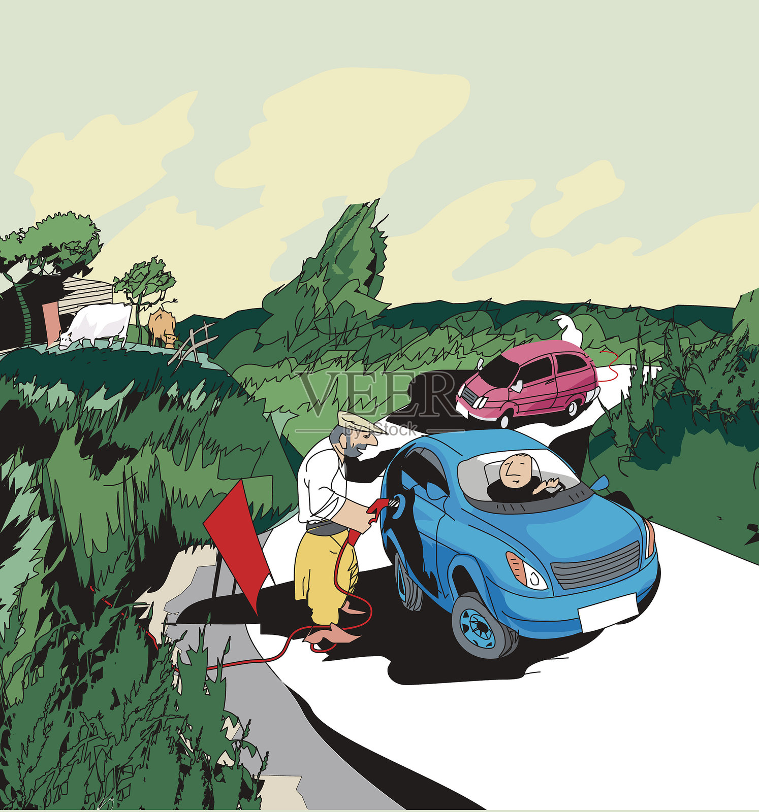 从农田到车辆的生物燃料插画图片素材