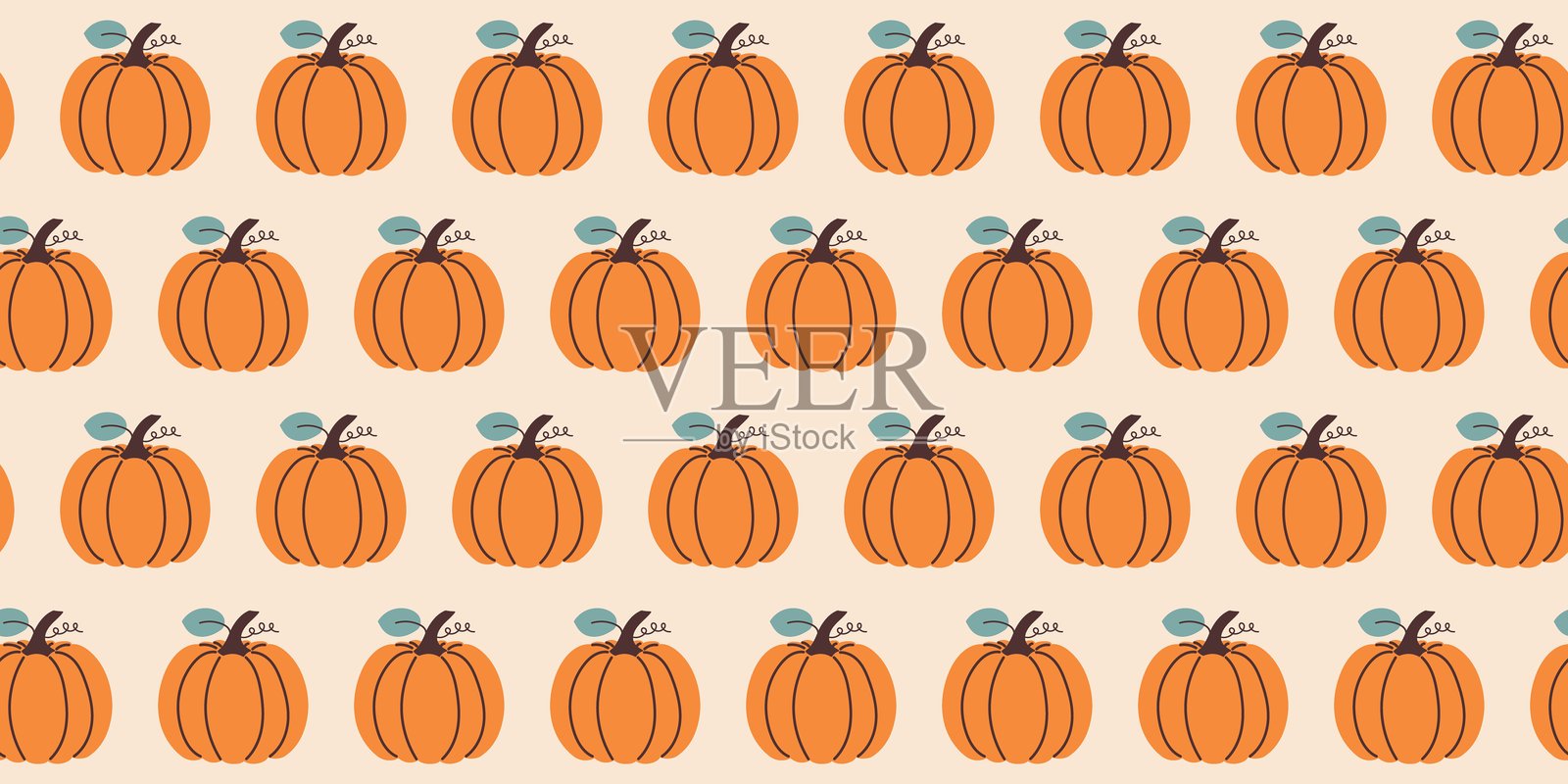 秋天南瓜花纹无缝。秋天的季节矢量插图在平面设计。纺织品、墙纸、剪贴簿等纸样。插画图片素材