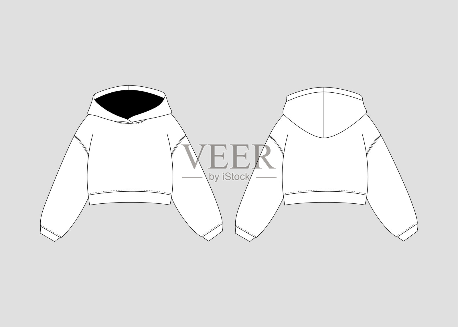 裁剪卫衣模型模板裁剪卫衣矢量平面技术图纸卫衣模型插图模板插画图片素材