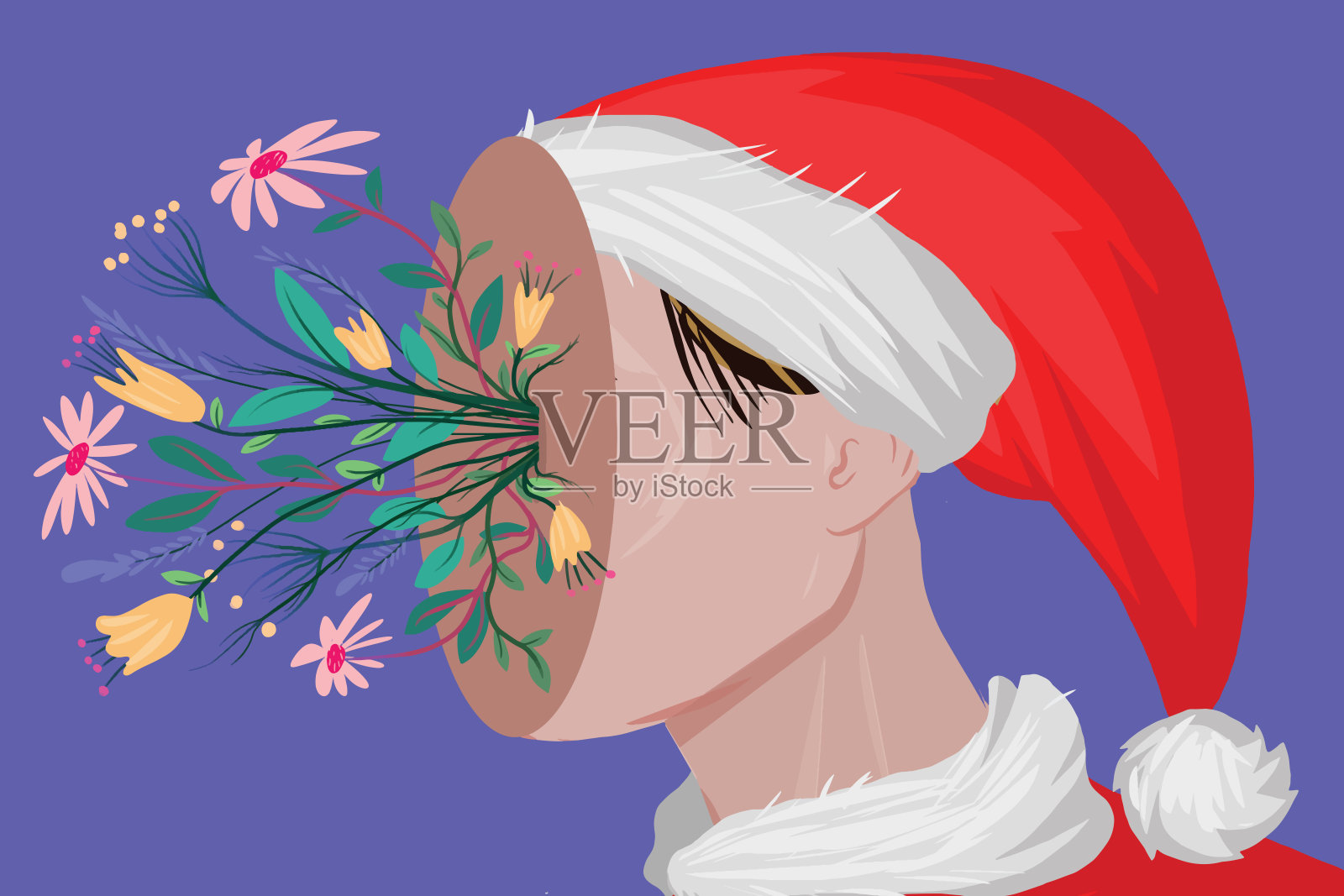 让花朵从你的脑海中绽放插画图片素材