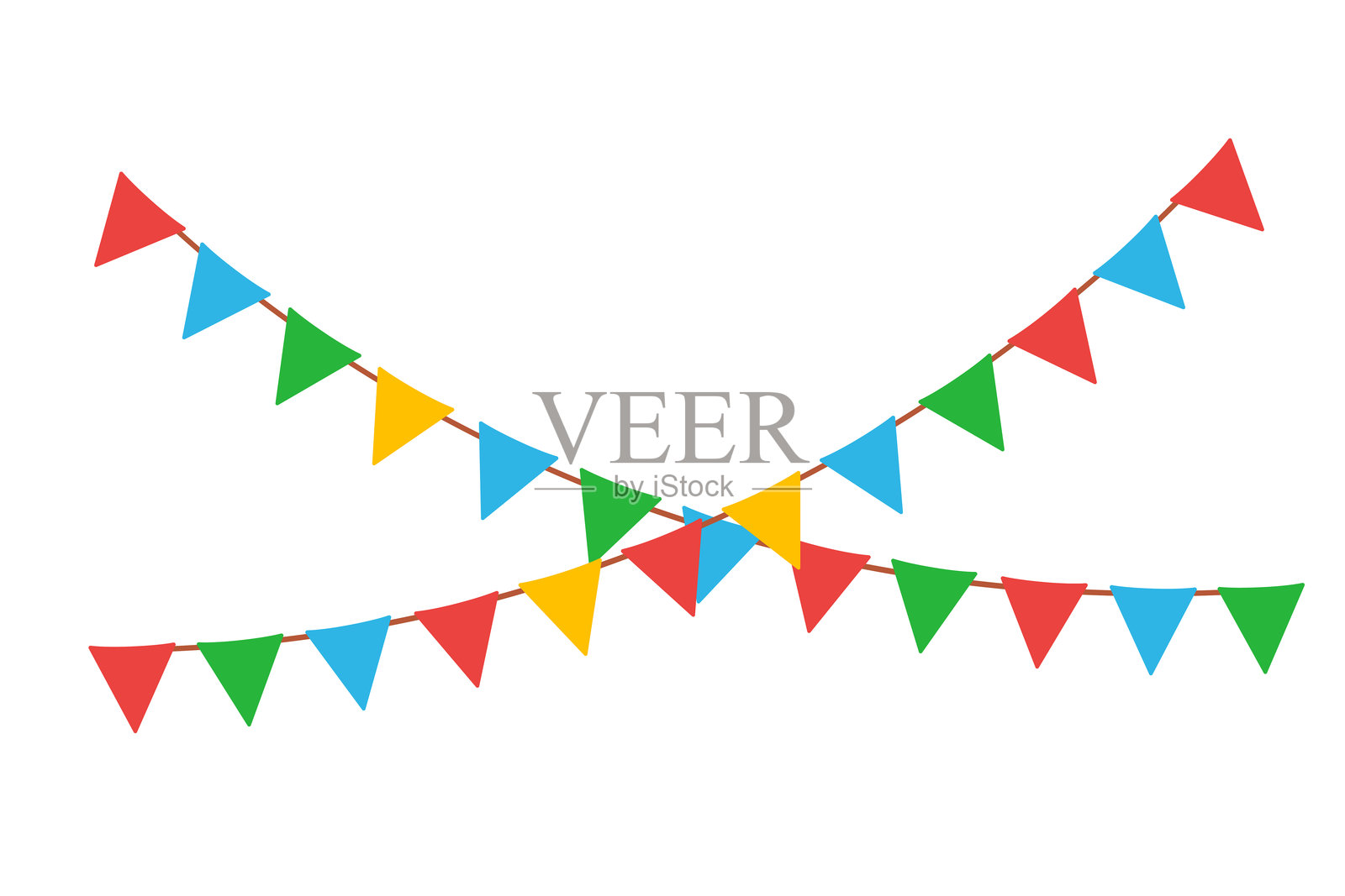 悬挂马戏团的花环。为孩子们准备的狂欢节旗帜。矢量图插画图片素材