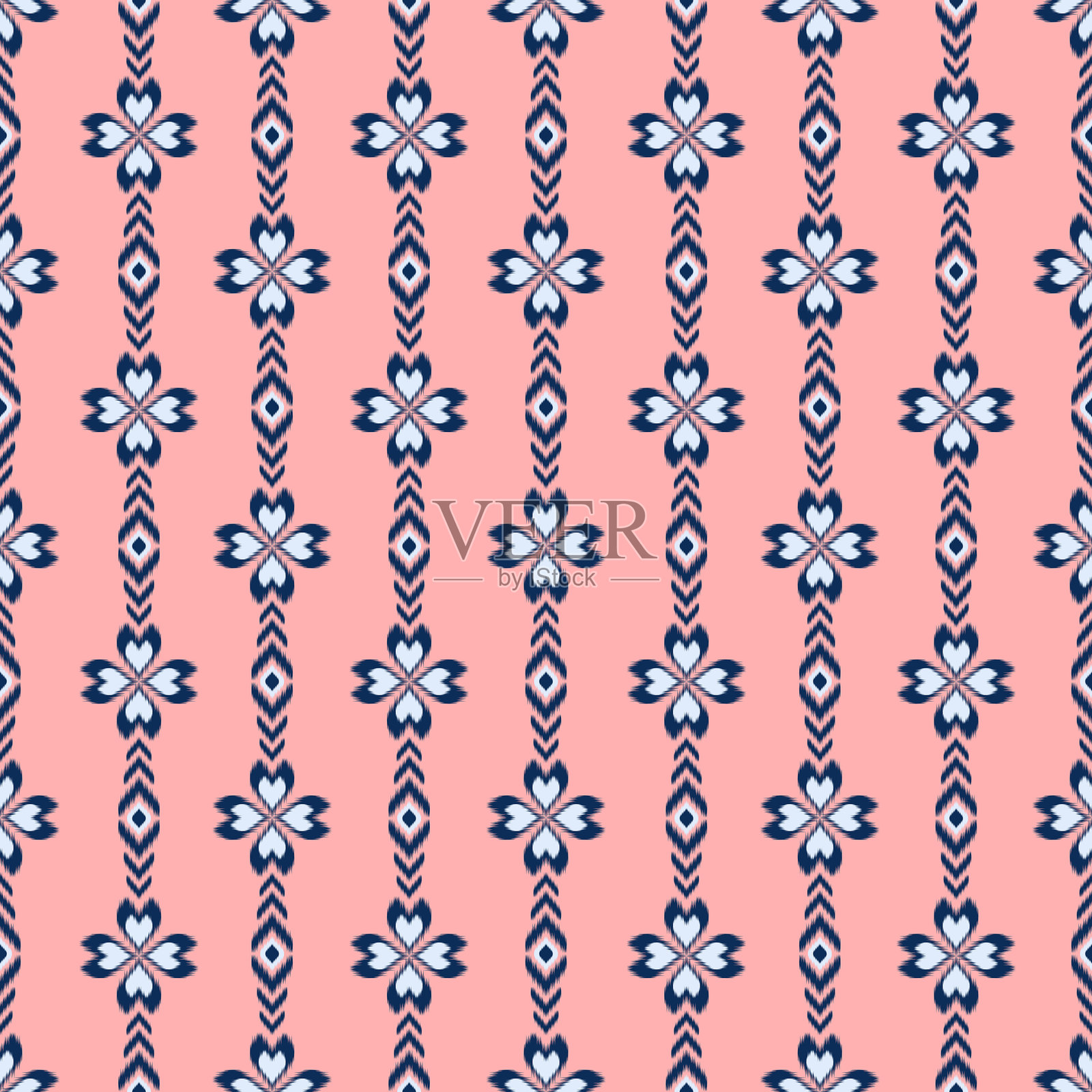 色彩缤纷的伊卡特图案，泰式艺术设计插画图片素材