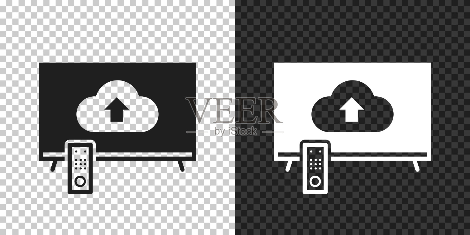 从电视云端上传。空白背景上的设计图标插画图片素材