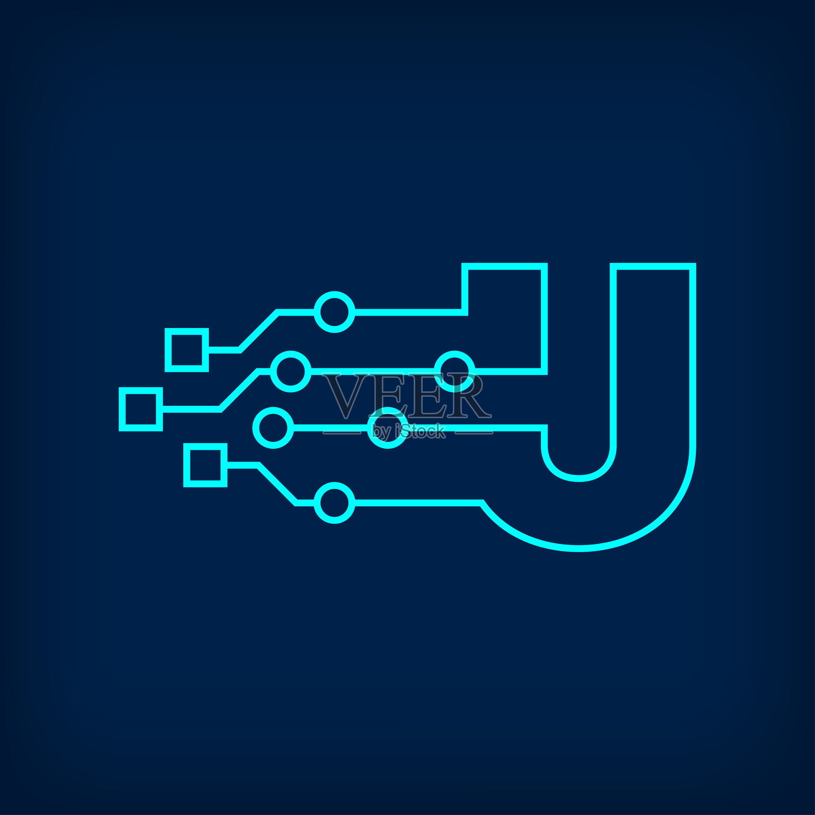 数字字母U标志设计。插画图片素材