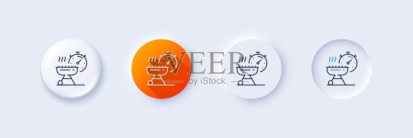 烧烤时间线图标。烧烤炉用于烹饪食物的标志。行图标。向量插画图片素材