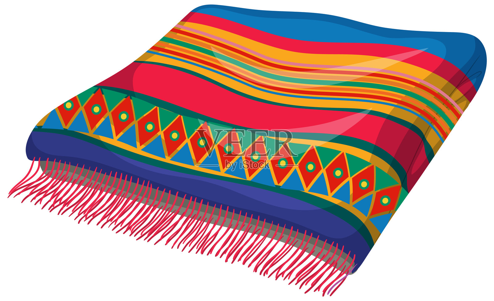 充满活力，传统的墨西哥毛毯几何图案插画图片素材