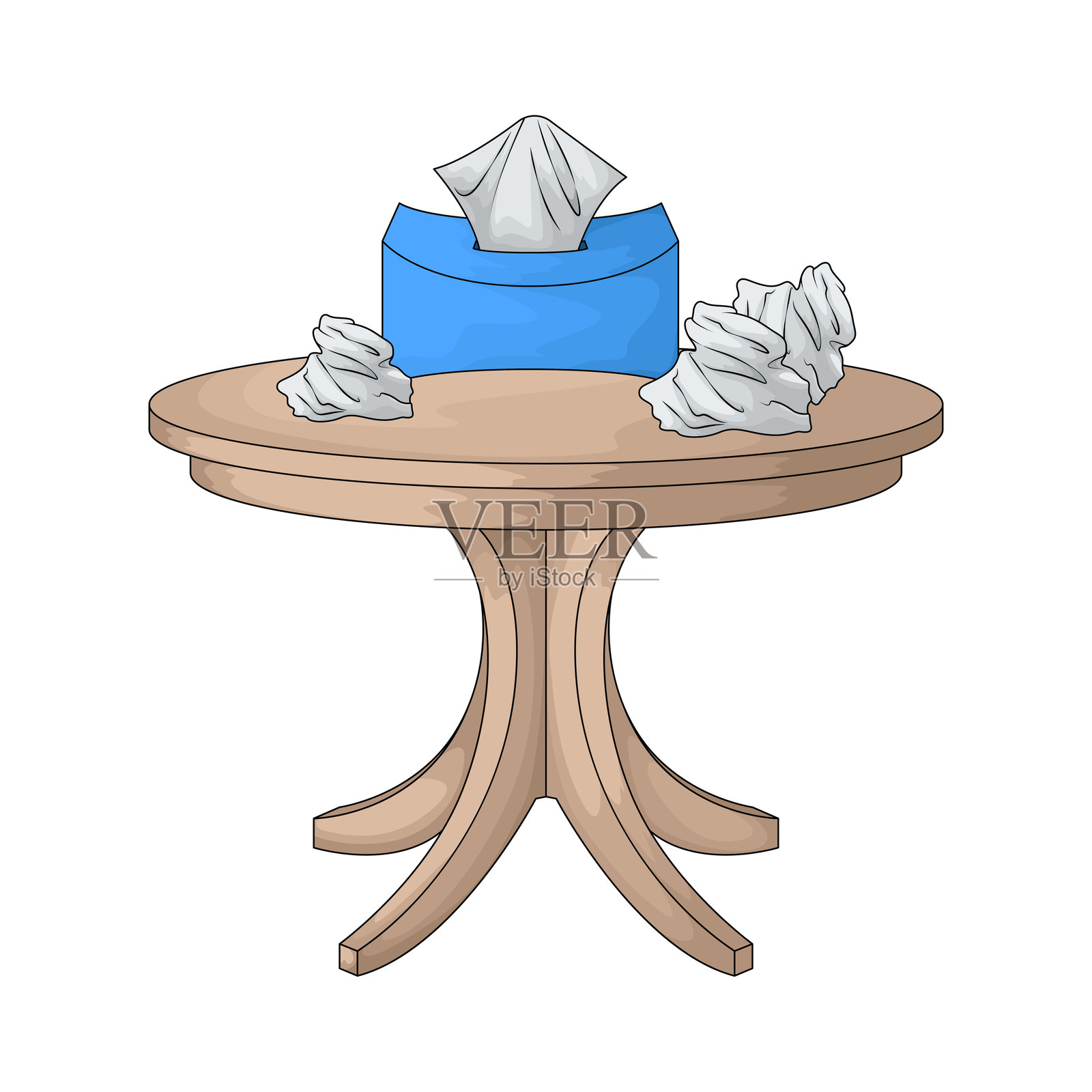 桌上的纸巾盒插画图片素材