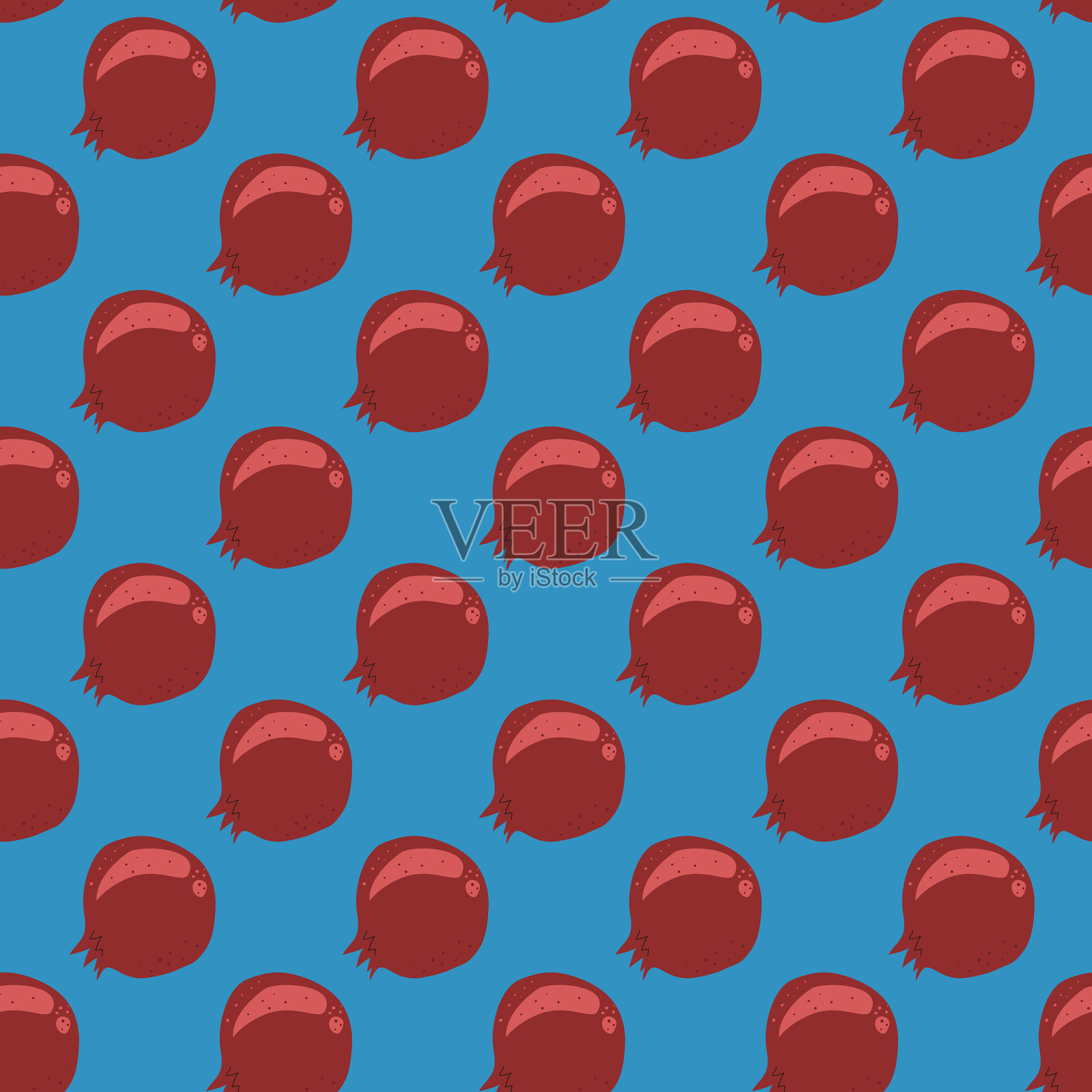 多汁的石榴无缝图案。矢量手绘插图。插画图片素材