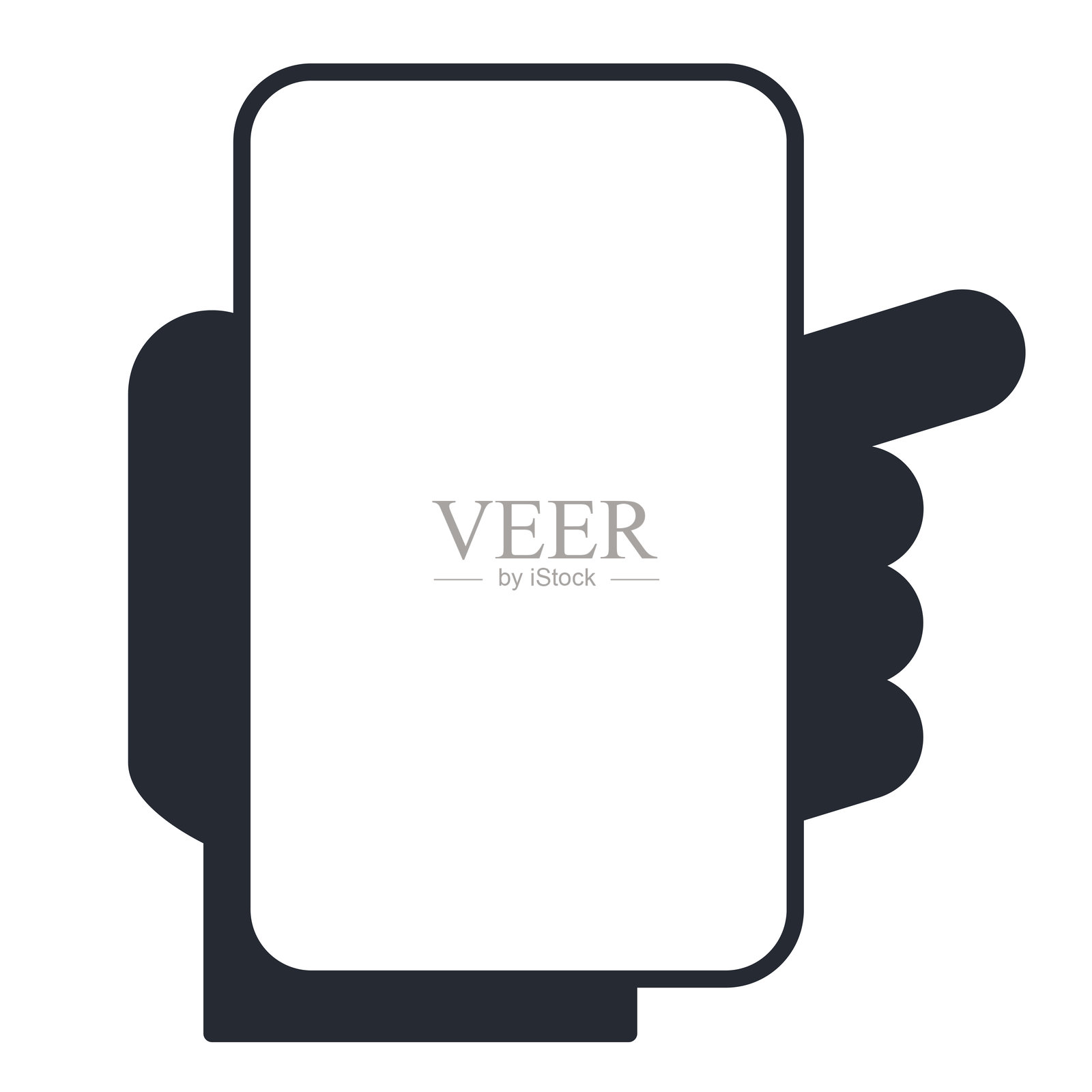 人类手持智能手机与空屏幕固体图标隔离在白色背景股票插图图标，符号，移动，矢量，商业，手，技术，图标符号，连接插画图片素材