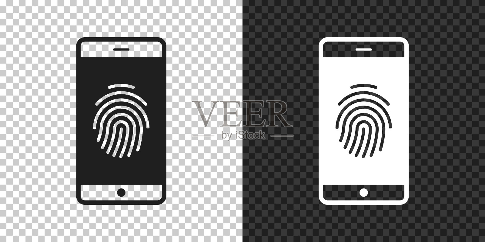 指纹智能手机。空白背景上的设计图标插画图片素材