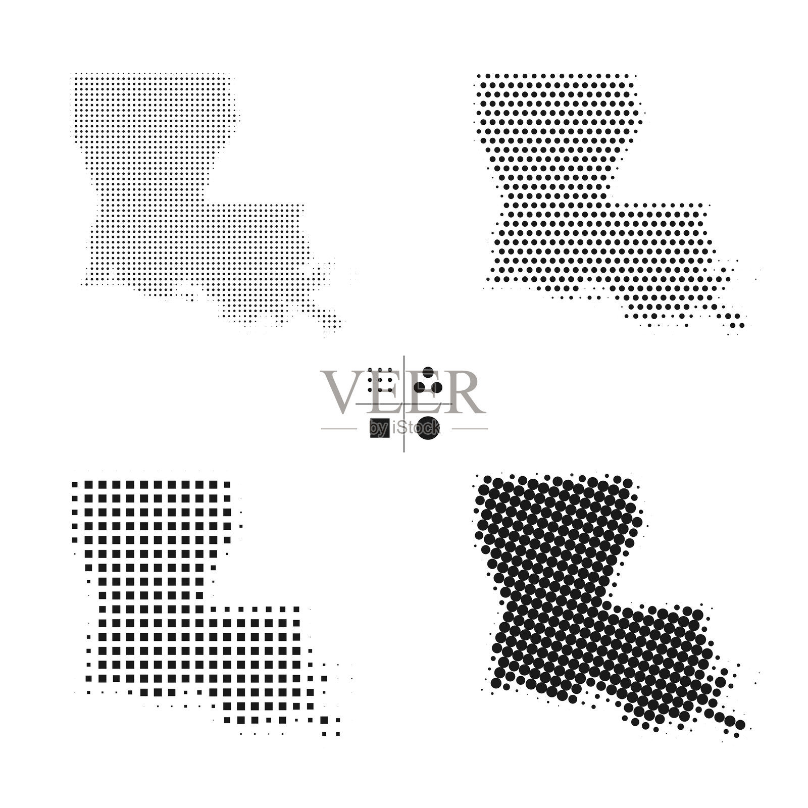 路易斯安那州的网点图- 4种不同的半色调风格插画图片素材