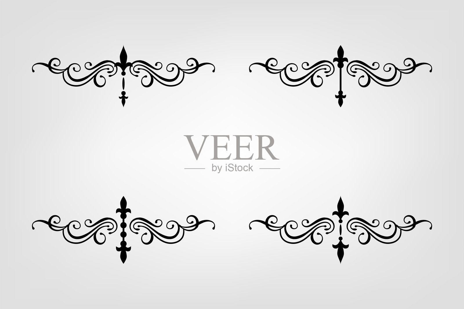 经典复古巴洛克维多利亚装饰框架分离元素经典婚礼邀请插画图片素材