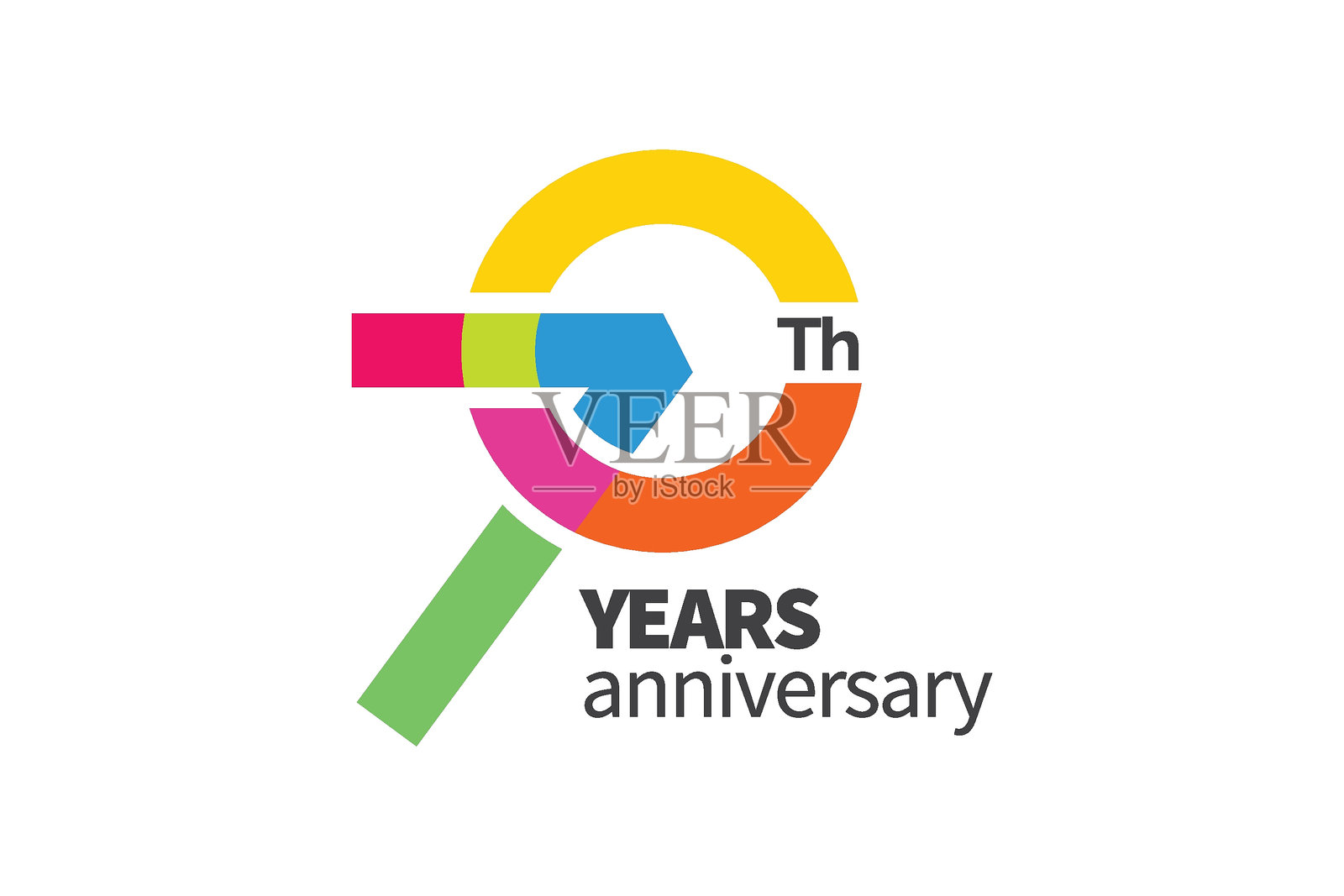 五颜六色的周年纪念数字。多年前的标识。简单的祝贺。孤立抽象图形网页设计模板。创造性的数字。现代祝贺概念。插画图片素材