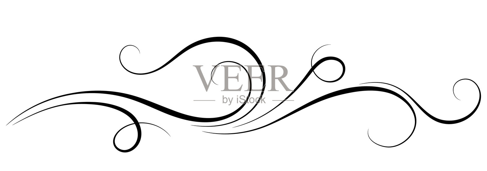 花卉装饰与树叶和抽象的线条。优雅的元素装饰和问候或邀请卡设计插画图片素材