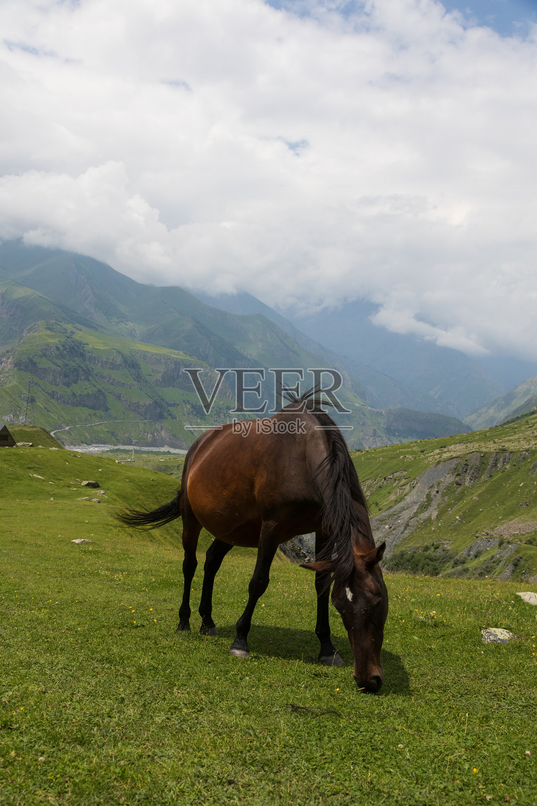 山高马高，山青云绿照片摄影图片