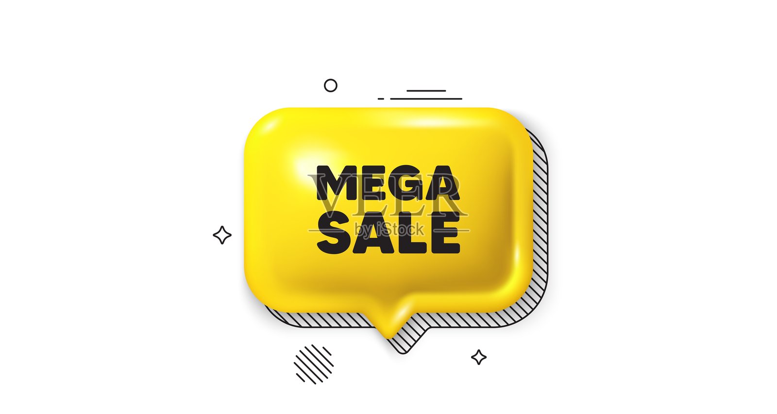 Mega Sale标签。特价价格标志。3d语音气泡图标。向量插画图片素材