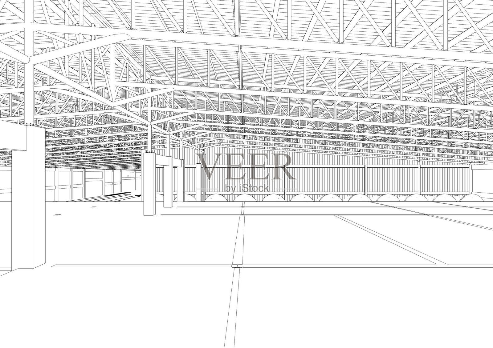 建筑工程的三维插图插画图片素材