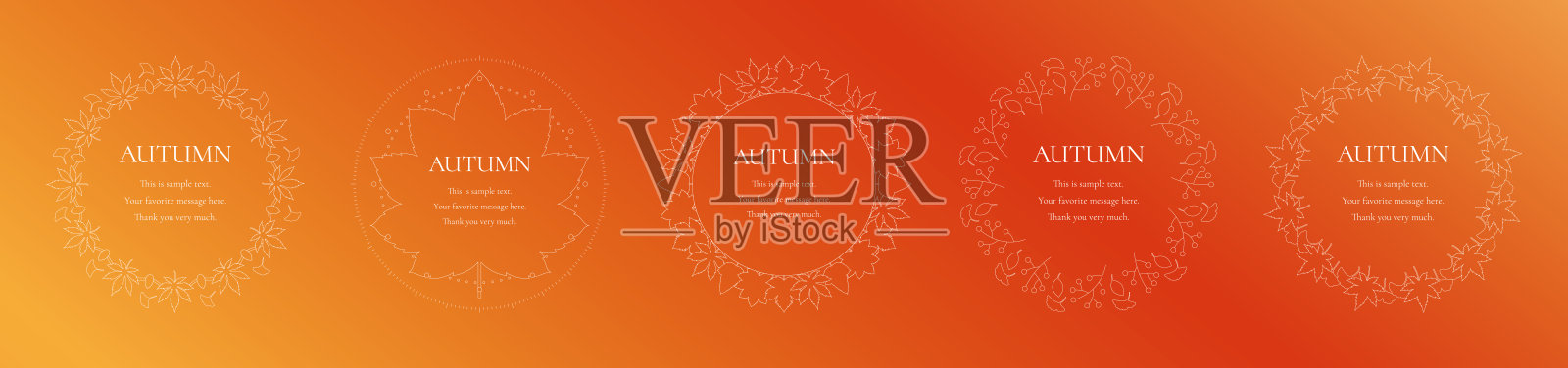 秋季装饰框架，以秋叶，银杏和坚果为主题。奢华的装饰边设计。插画图片素材