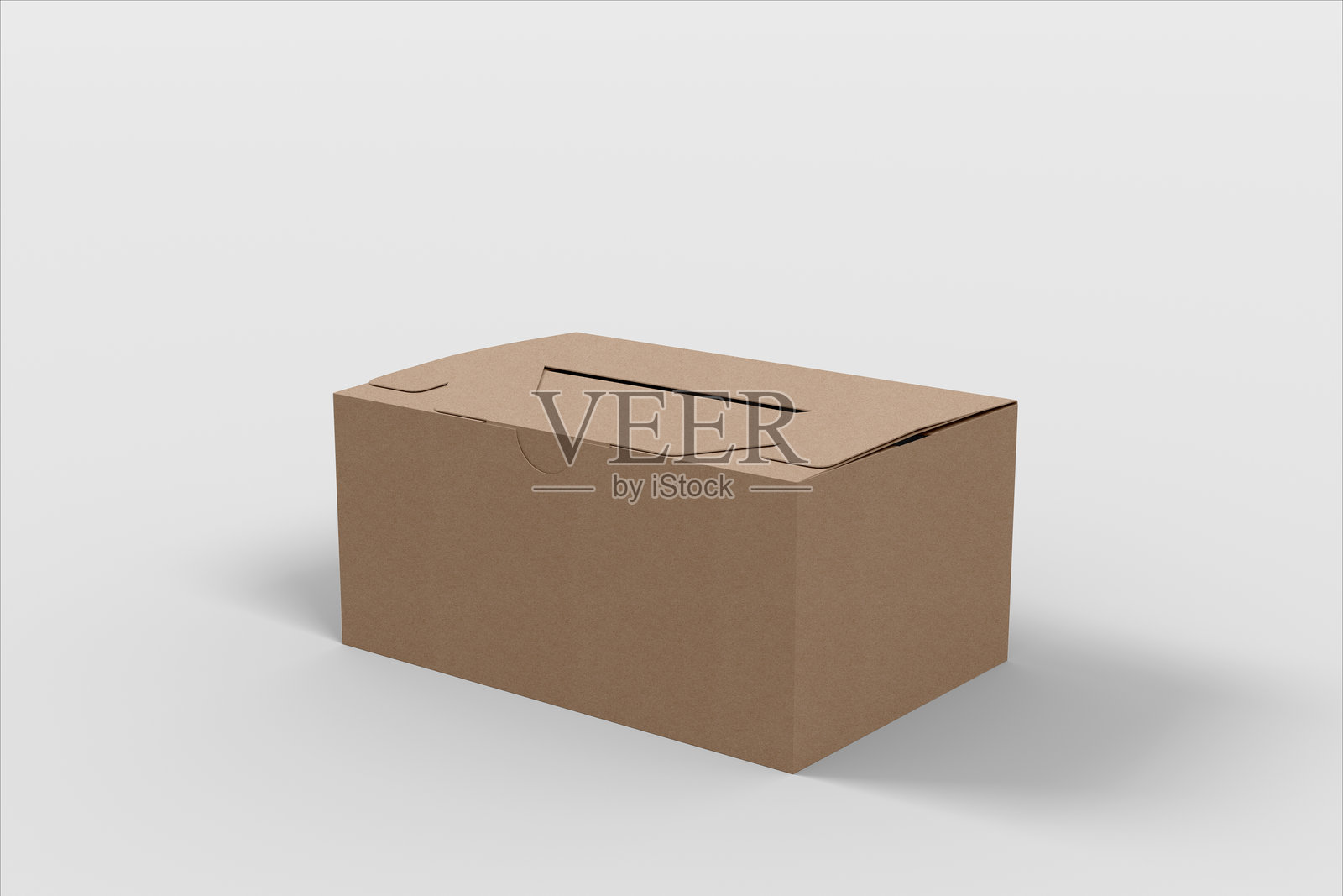 纸盒快餐包装在一个白色的背景，模拟照片摄影图片