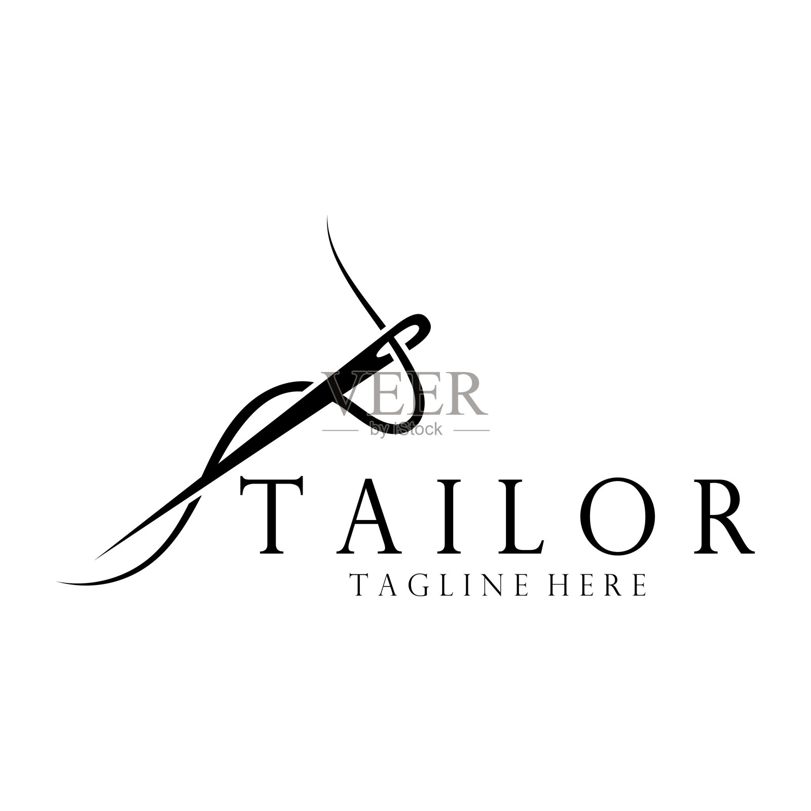 裁缝标志图标插画模板结合了衣服纽扣，线和缝纫机，用于服装产品设计，对流公司，时尚的矢量形式插画图片素材