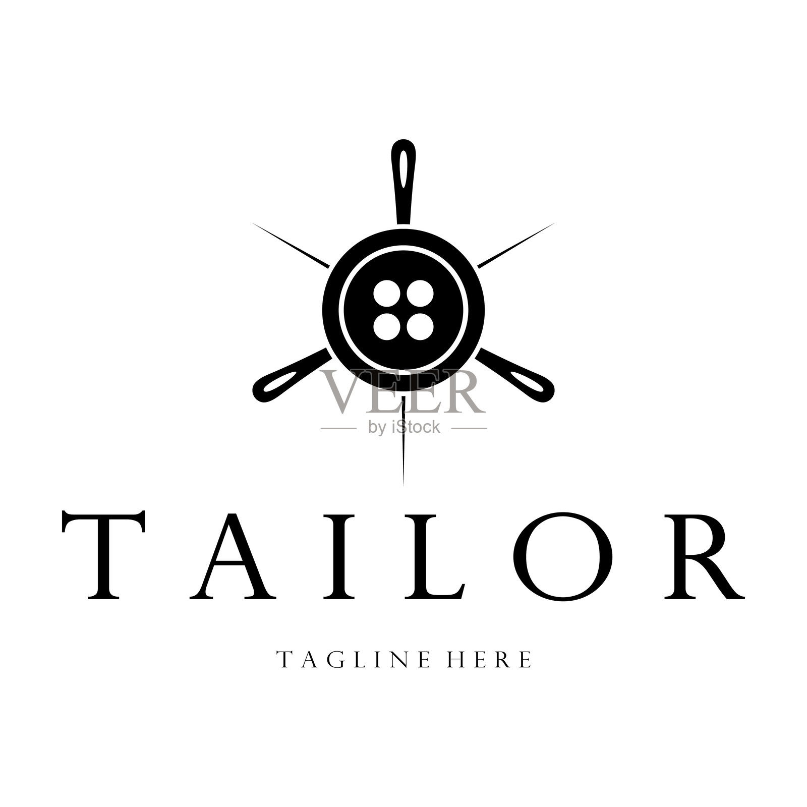 裁缝标志图标插画模板结合了衣服纽扣，线和缝纫机，用于服装产品设计，对流公司，时尚的矢量形式插画图片素材