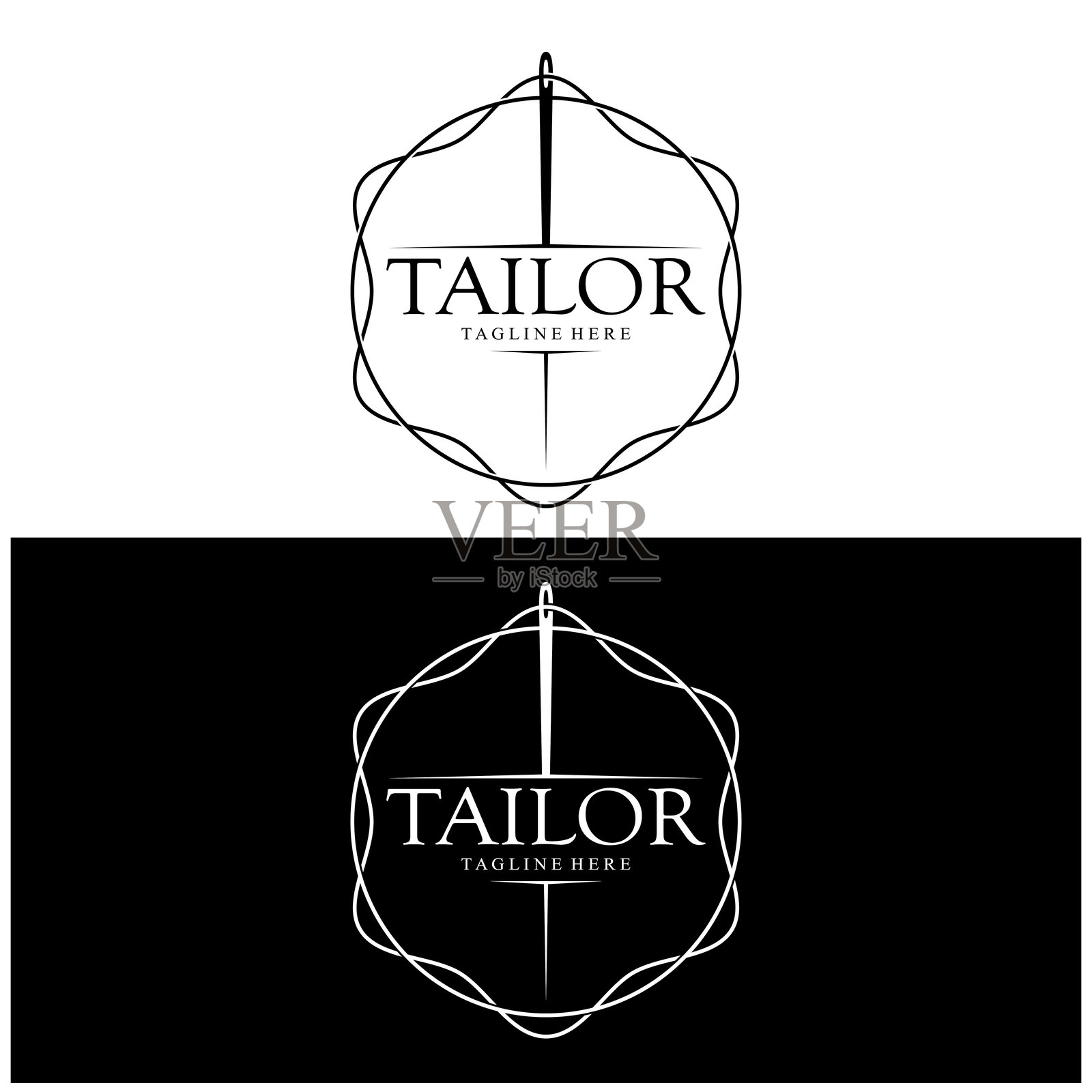 裁缝标志图标插画模板结合了衣服纽扣，线和缝纫机，用于服装产品设计，对流公司，时尚的矢量形式插画图片素材