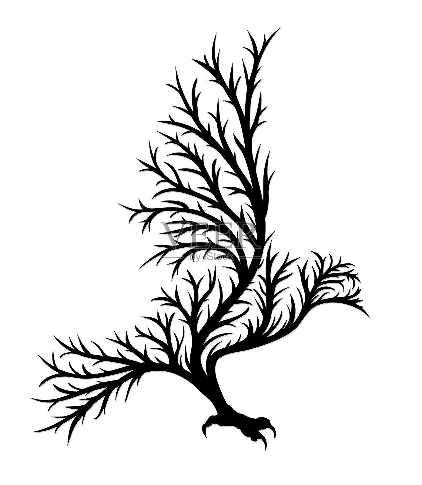 秋天的森林里有一只猛禽。插画图片素材