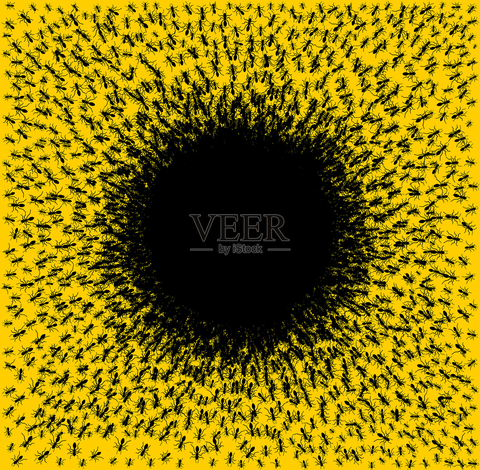 黑色的小蚂蚁。用黑色小蚂蚁设计。纺织图案，印花图案。野生动物团队合作理念模板。海报，横幅，书矢量设计。插画图片素材