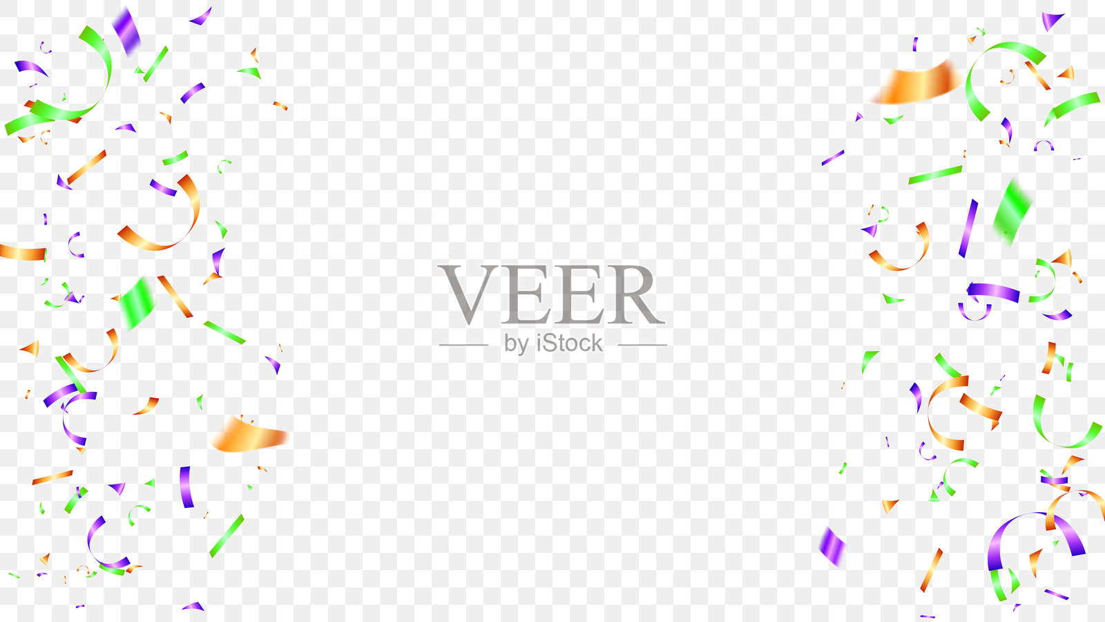 彩色五彩纸屑邀请聚会贺卡上透明的背景。抽象元素插画图片素材