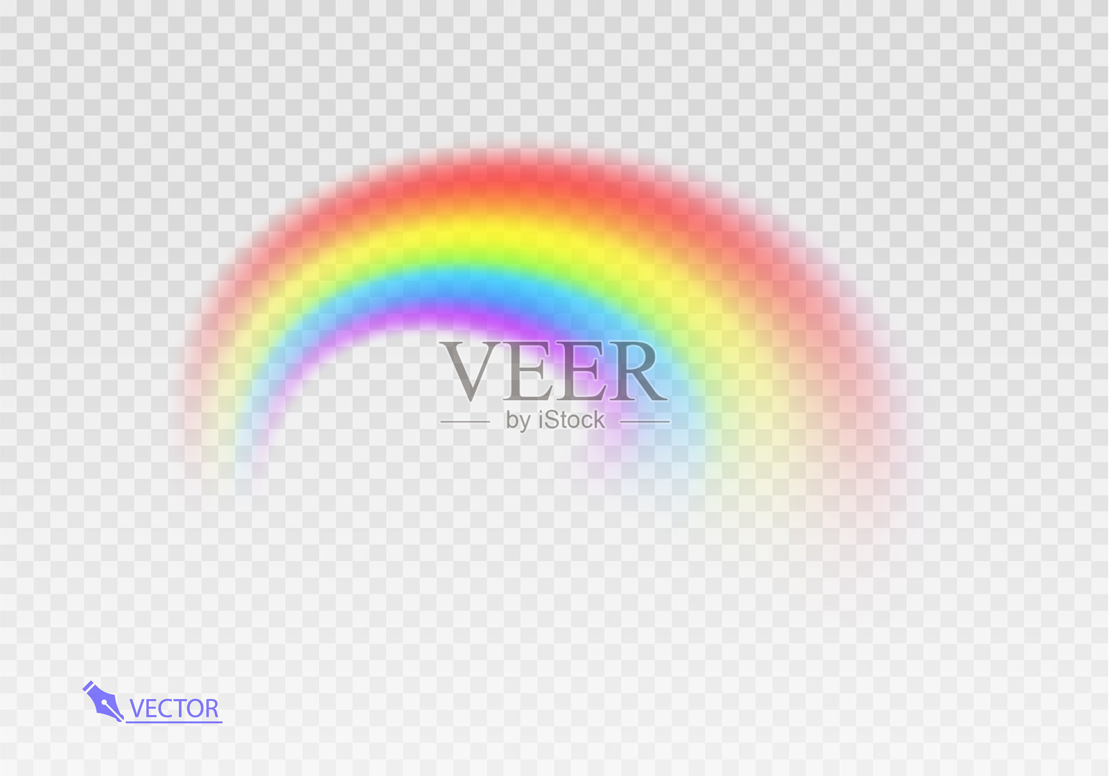 图形彩虹与透明背景形状拱门现实孤立的白色透明背景。色彩缤纷的灯光和明亮的设计元素插画图片素材