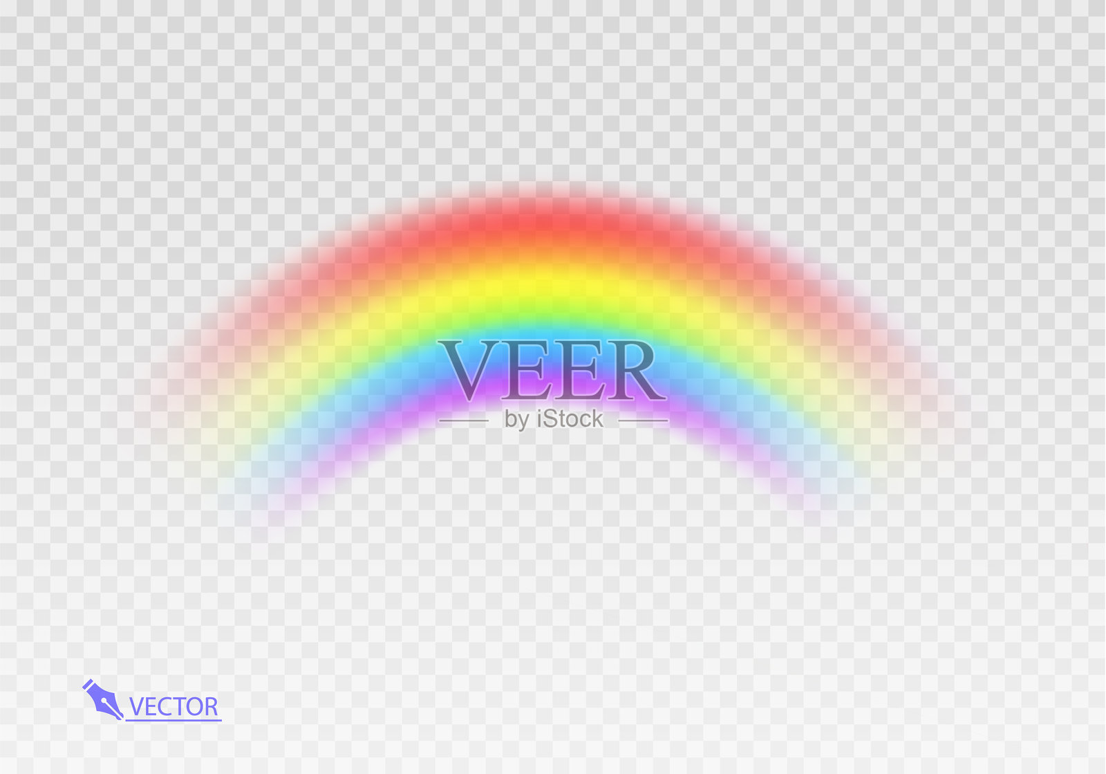 图形彩虹与透明背景形状拱门现实孤立的白色透明背景。色彩缤纷的灯光和明亮的设计元素插画图片素材